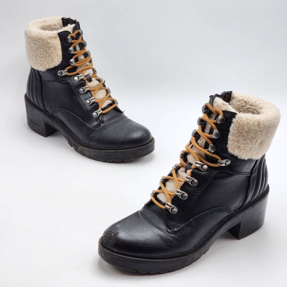 Indigo Rd. Mallory Black Sherpa Winter Combat Boots Size 7.5